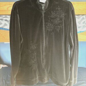 Alfred Dunner Fleece Zip Up Jacket